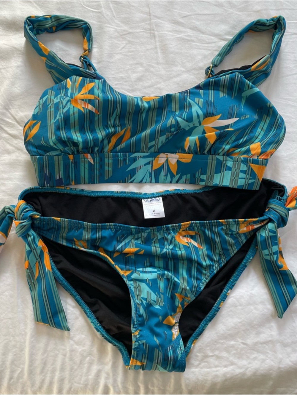 VENUS Teal & Orange Tropical Print Bikini